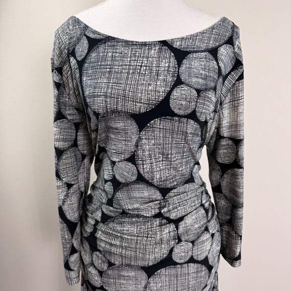 KamaliKulture Norma Kamali Black White Abstract Circle Ruched Midi Dress XL - Picture 8 of 12